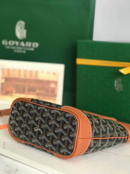 GOYA 26S BELUGA MINI BAG 23MM IN BROWN GOYARDINE CANVAS AND CALFSKIN