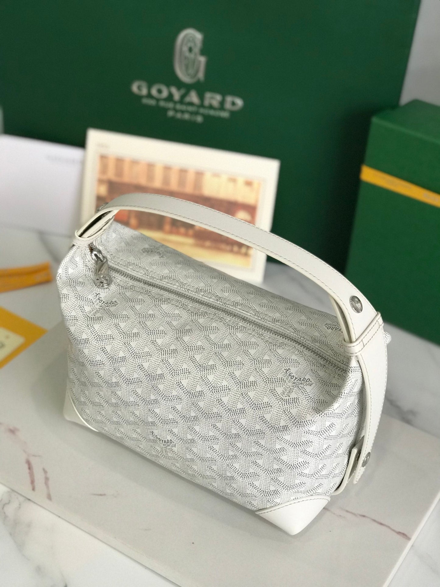 GOYA 26S BOEING 25MM IN CREAM WHITE GOYARDINE CANVAS AND CALFSKIN