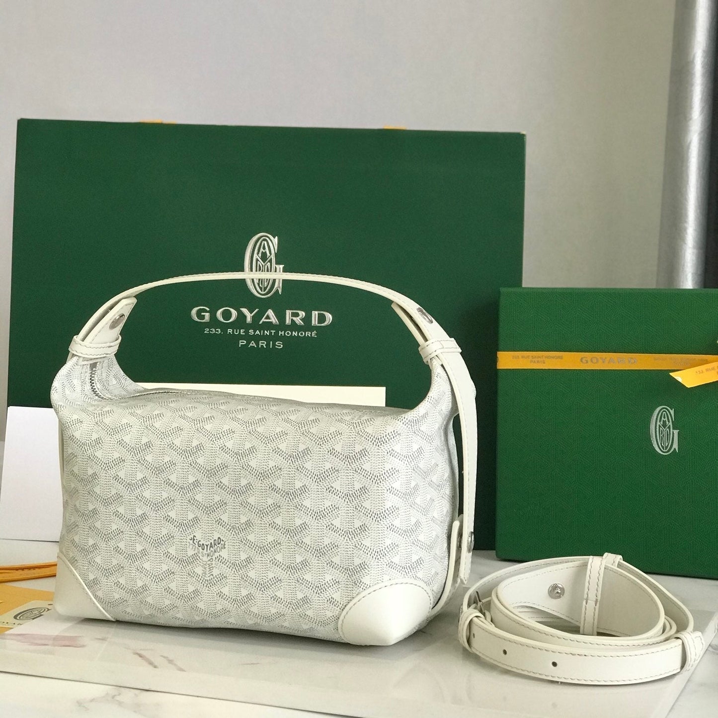GOYA 26S BOEING 25MM IN CREAM WHITE GOYARDINE CANVAS AND CALFSKIN