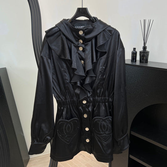 CHANEL 25S HOODED JACKET WITH LACE TRIM 408