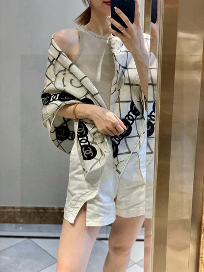 CHANEL 25S SCARF 110 IN CASHMERE SILK 730602