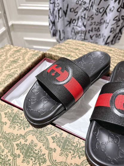 SANDALS 25S IN BLACK MIX RED LAMBSKIN EMBOSSED LOGO STYLE 2