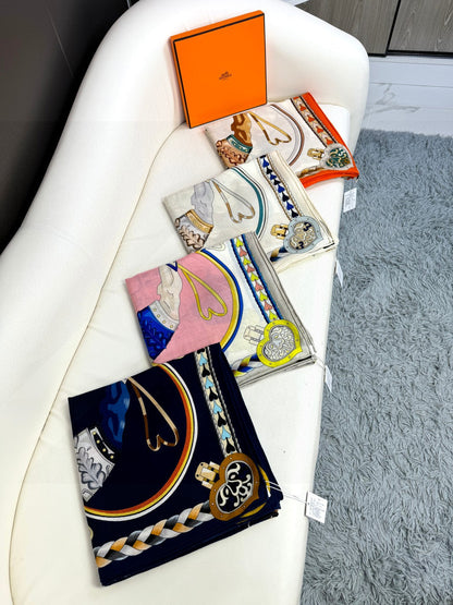 HERMES 25S SCARF 135 IN CASHMERE SILK 730647