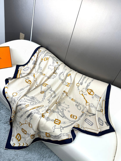 HERMES 25S SCARF 135 IN CASHMERE SILK 737311