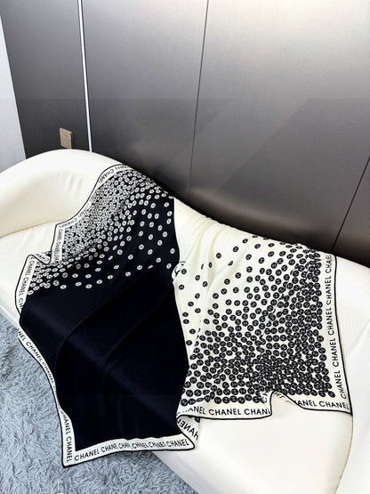 CHANEL 25S SCARF 140 IN CASHMERE SILK 702020