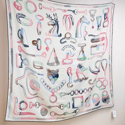 HERMES 25S SCARF 135 IN CASHMERE SILK 854593