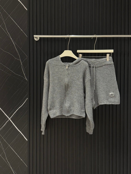 ALO KNIT CARDIGAN & SHORTS SET STYLE 33