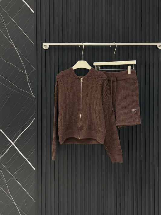 ALO KNIT CARDIGAN & SHORTS SET STYLE 34