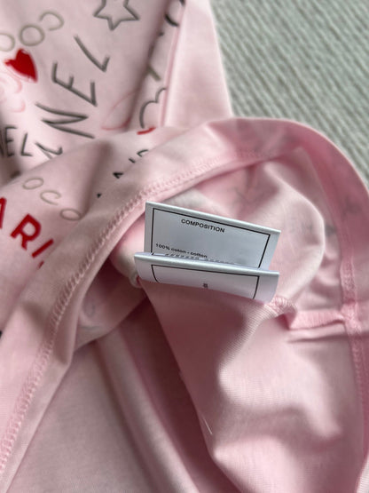 CHANEL PINK LOGO PRINT T-SHIRT