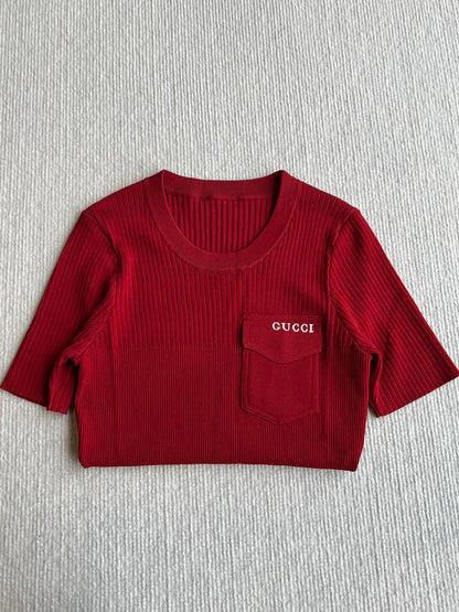 GUCCI SHORT-SLEEVE KNIT TOP 242808