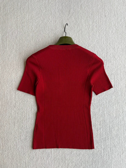 GUCCI SHORT-SLEEVE KNIT TOP 242808