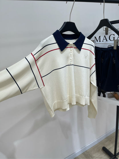 CELINE LONG-SLEEVE POLO SWEATER 275968