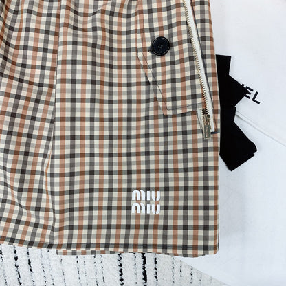 MIUMIU PLAID ELASTIC WAIST SKIRT 228067