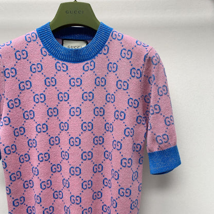 GUCCI SHORT-SLEEVE KNIT TOP 257395
