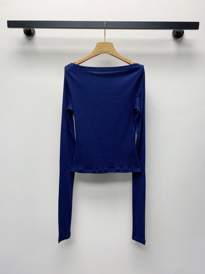 MIUMIU OFF-SHOULDER LOGO T-SHIRT 268133