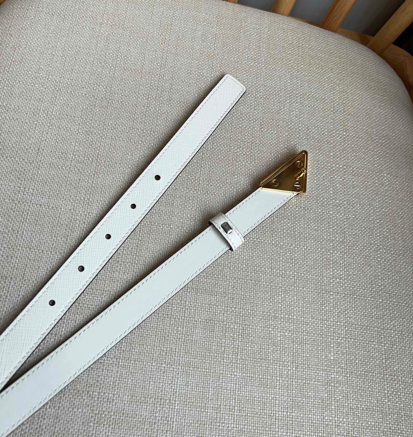 PRADA 25S BELT 20 MM IN WHITE CALFSKIN 571373