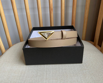 PRADA 25S BELT 20 MM IN BEIGE BROWN CALFSKIN 571384