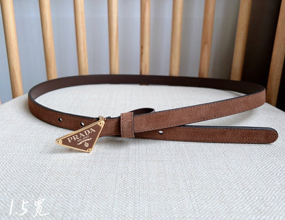 PRA TRIANGLE LOGO BELT IN BROWN SUEDE