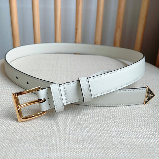 PRADA 25S BELT 25 MM IN WHITE CALFSKIN 585797