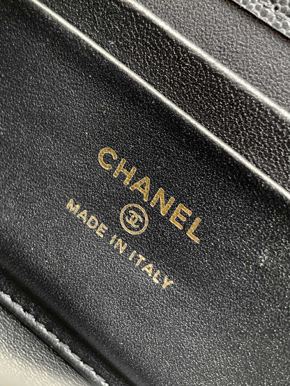 CHANEL 25S KELLY BAG 18 IN BLACK CAVIAR LEATHER WITH GOLD HARDWARE
