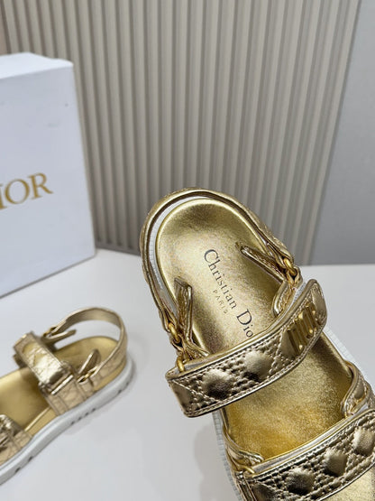 DIOR BACK-STRAP SANDALS 25S IN GOLD CALFSKIN