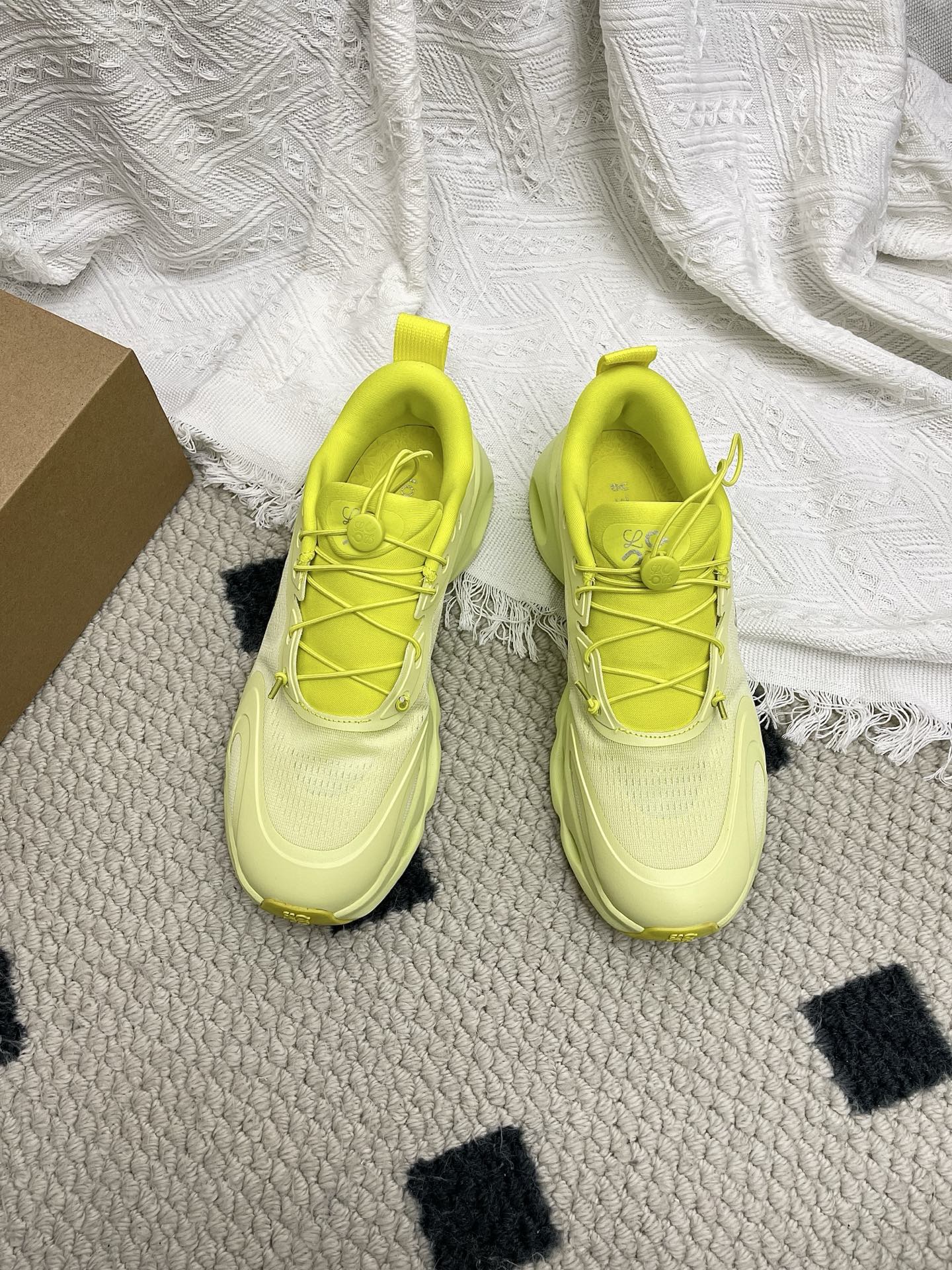 LOEWE 26S CLOUDSOLO SNEAKERS IN LIME YELLOW RECYCLED POLYESTER