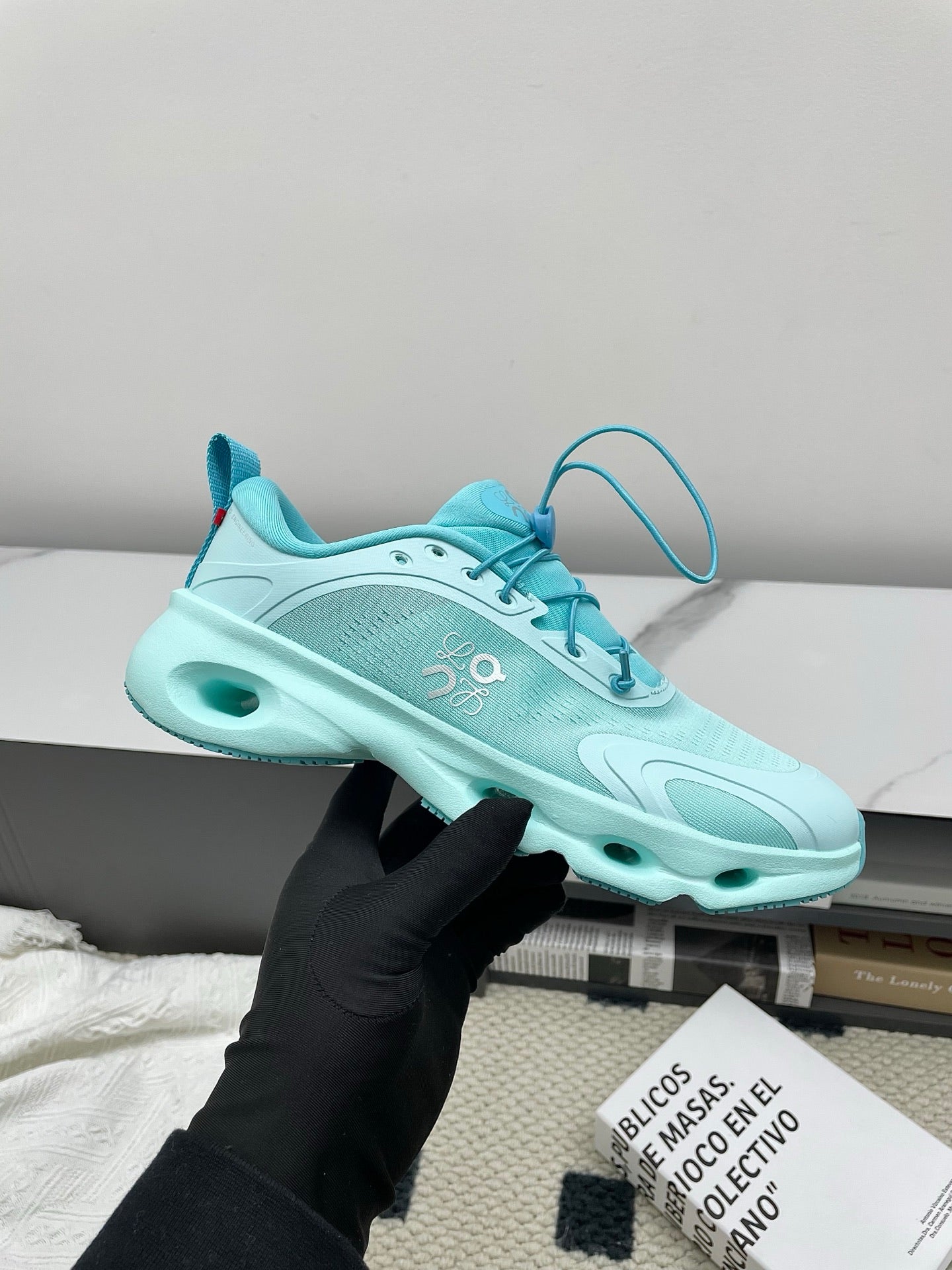 LOEWE 26S CLOUDSOLO SNEAKERS IN AQUA BLUE RECYCLED POLYESTER