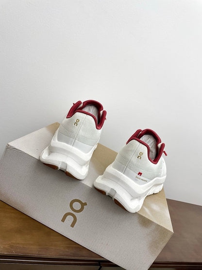 LOEWE 26S CLOUDTILT SNEAKER IN WHITE AND RED RECYCLED POLYESTER