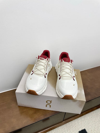 LOEWE 26S CLOUDTILT SNEAKER IN WHITE AND RED RECYCLED POLYESTER