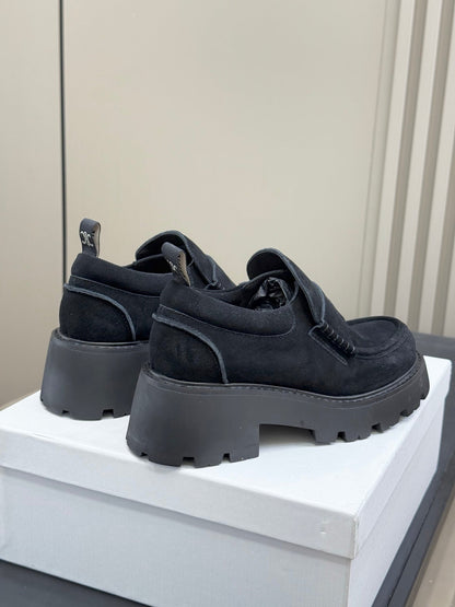 CELINE 25S SERIN CHUNKY LOAFERS 50MM IN BLACK SUEDE