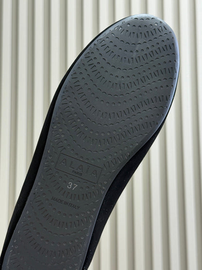 ALAIA 25S BALLET FLATS IN BLACK FULL VELVET