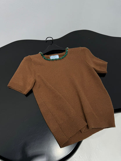 PRADA 25S BEADED CREW NECK SWEATER 314