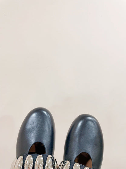 ALAIA TRIBALE BALLET FLATS IN BLACK LAMBSKIN