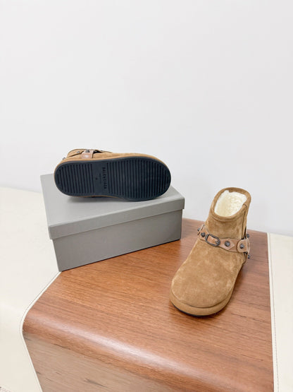 BALENCIAGA 25S ALASKA ANKLE BOOTS IN LIGHT BROWN SUEDE AND LAMBSKIN