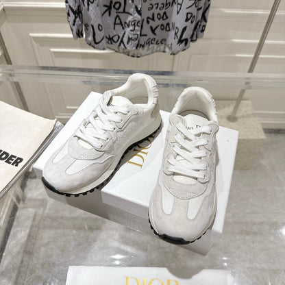 DIOR 25S C'EST DIOR SNEAKER IN WHITE LIGHT GRAY CALFSKIN AND SUEDE