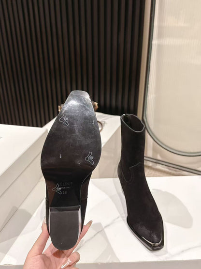 CELINE 25S CHELSEA BOOTS CLASSIC 45MM IN BLACK SUEDE