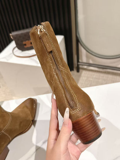 CELINE 25S CHELSEA BOOTS CLASSIC 45MM IN BROWN SUEDE