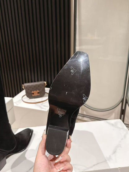 CELINE 25S HIGH BOOTS FOR FALL AND WINTER 45MM IN BLACK SUEDE