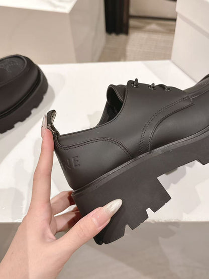 CELINE 25S THICK SOLED LOAFERS 50MM IN BLACK CALFSKIN