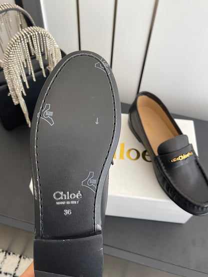 CHLOÉ 26S LOAFERS IN BLACK CALFSKIN