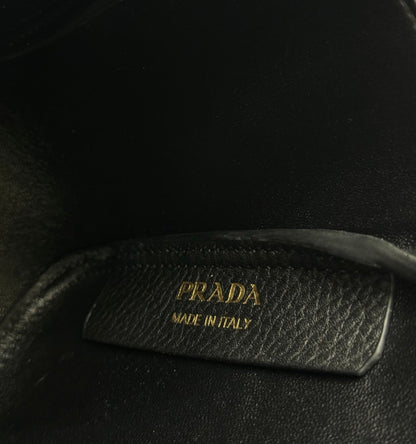 PRADA 25S TOTE MINI BAG 18 IN BLACK CALFSKIN GOLD HARDWARE