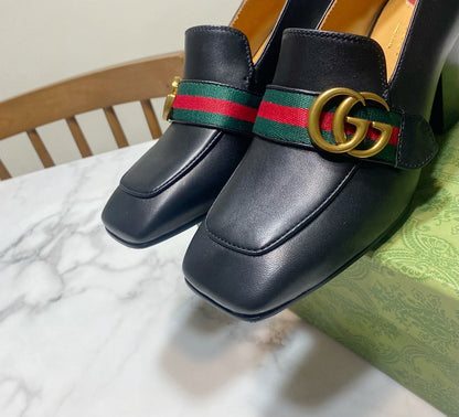 GUCCI 26S GG LOAFERS 75 MM IN BLACK CALFSKIN STYLE 1