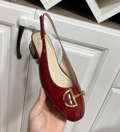 GUCCI 26S SLINGBACK FLATS IN DARK RED CALFSKIN