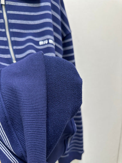 MIUMIU STRIPED ZIP POLO SHIRT STYLE 42