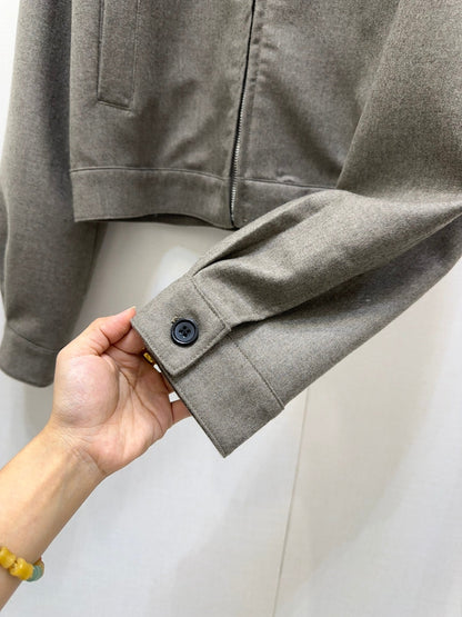 MIUMIU CONTRAST-FABRIC COLLAR JACKET STYLE 38
