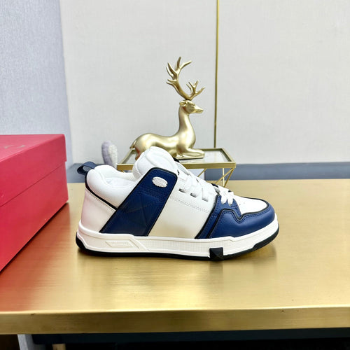 One Stud Sneaker Garavani Blue Calfskin White Fabric