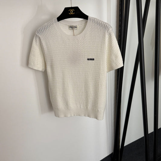 MIUMIU SHORT-SLEEVE KNIT TOP STYLE 421