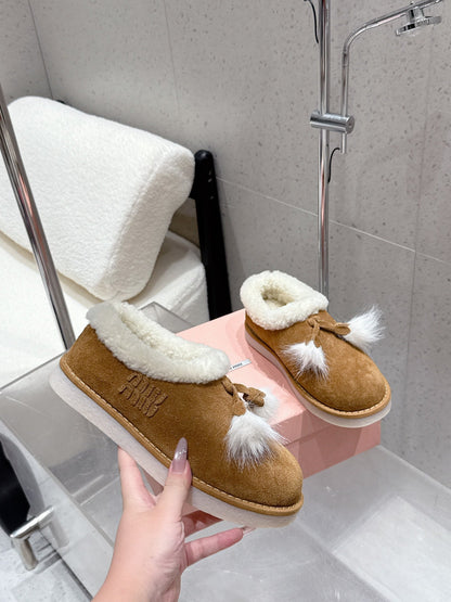 MM SHEARLING SHOES IN BROWN AND WHITE SUEDE