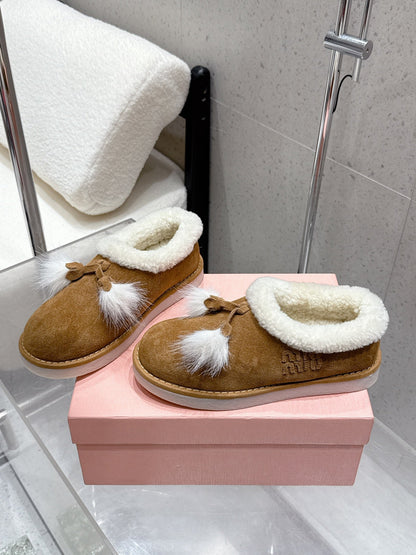 MM SHEARLING SHOES IN BROWN AND WHITE SUEDE