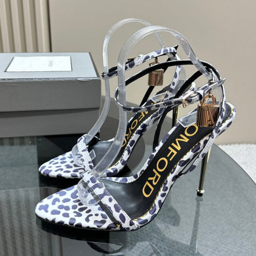 PADLOCK POINTY SANDAL 10 CM IN WHITE MIX ROYAL PURPLE CALFSKIN
